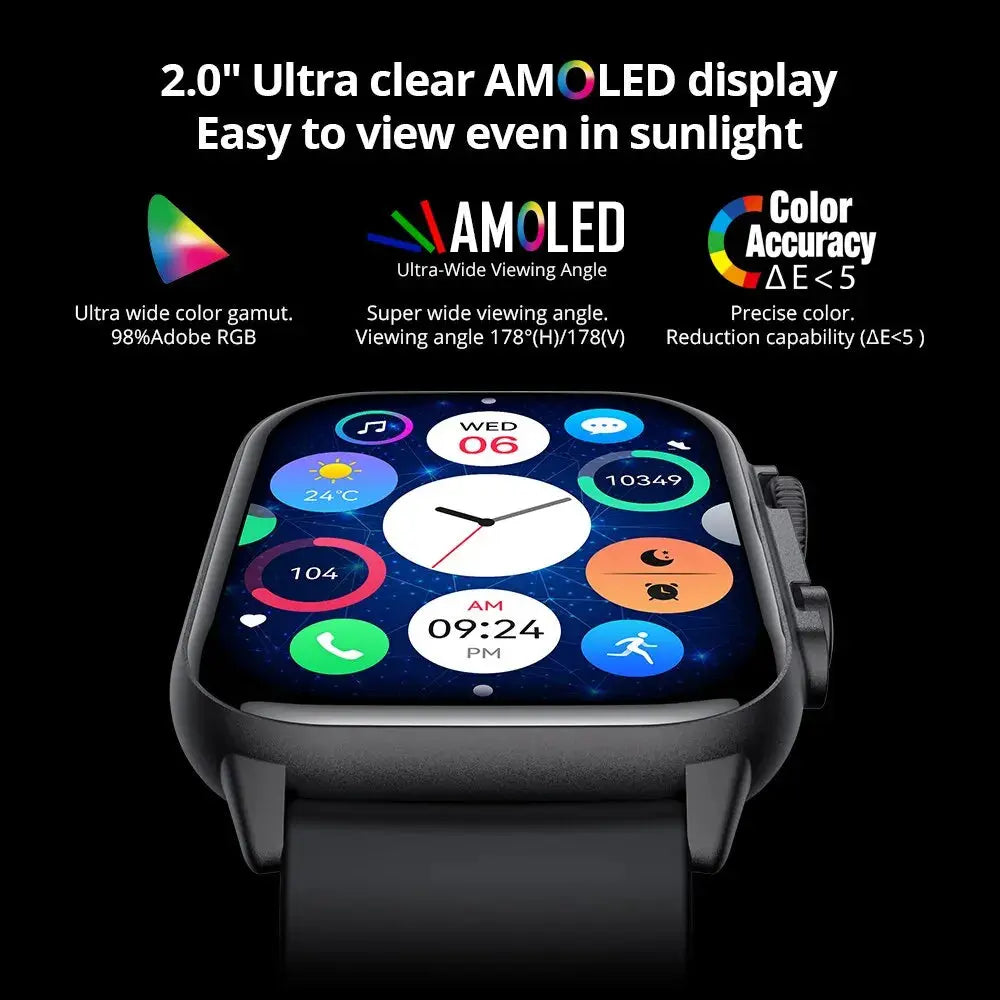 COLMI C81 2.0 Inch AMOLED Smartwatch Support AOD 100 Sports Modes IP68 Waterproof Smart Watch Men Women PK Ultra Series 8 - MaJuah