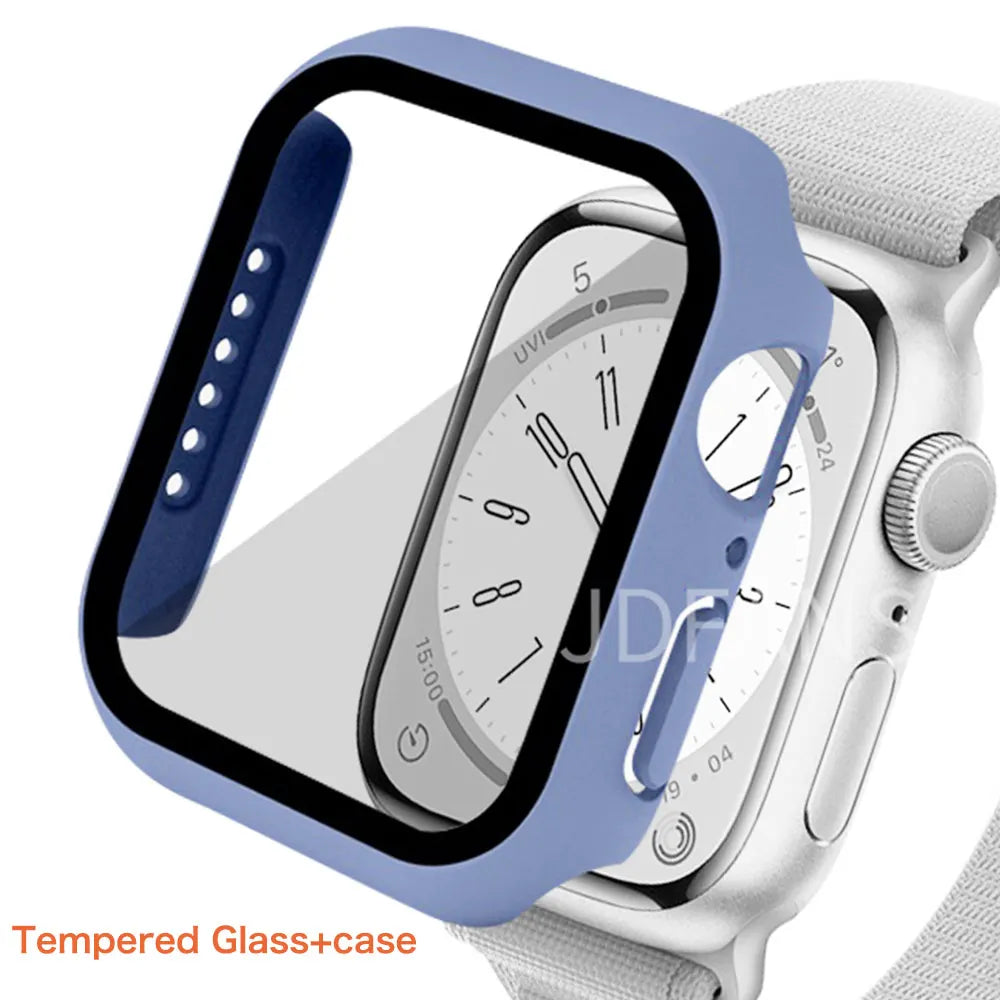 Tempered Glass+ cover For Apple Watch Case series 9 8 7 41mm 45mm 42mm HD PC bumper Screen Protector iWatch 6 5 4 se 44mm 40mm