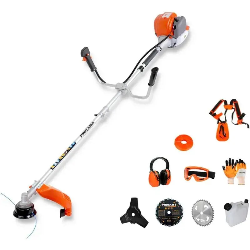 PROYAMA 40cc Gas Powered Brush Cutter, 4-Cycle Weed Eater, 3 in 1 Dual Line Gas String Trimmer and Grass Trimmer - MaJuah