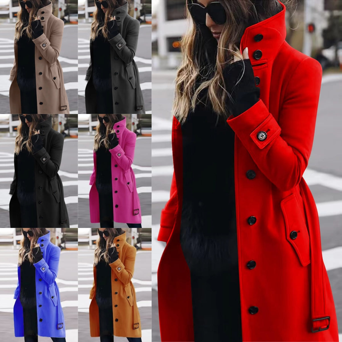 Autumn Winter New Woolen Coat Women's Slim Fit Cardigan Large Coat Women Long Sleeve Single Breasted Stand Collar Woolen Coat CozyPet Store