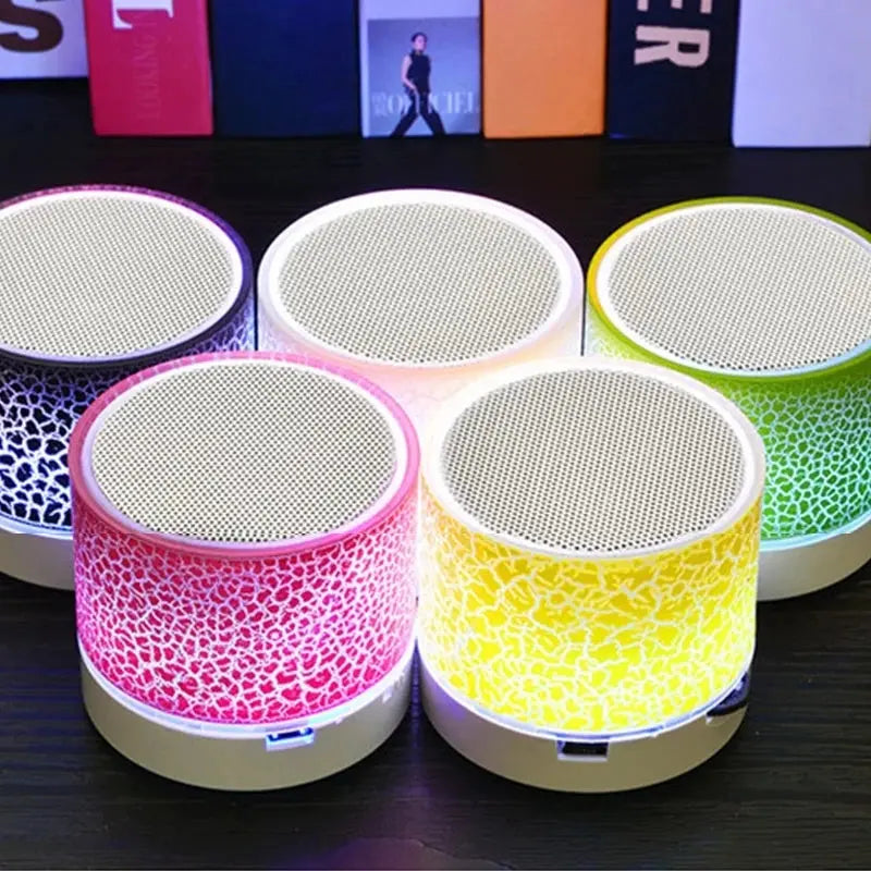 A9 Mini Portable Speaker Bluetooth Wireless Car Audio Dazzling Crack LED Lights Subwoofer Support TF SD Card USB Charging For PC - MaJuah