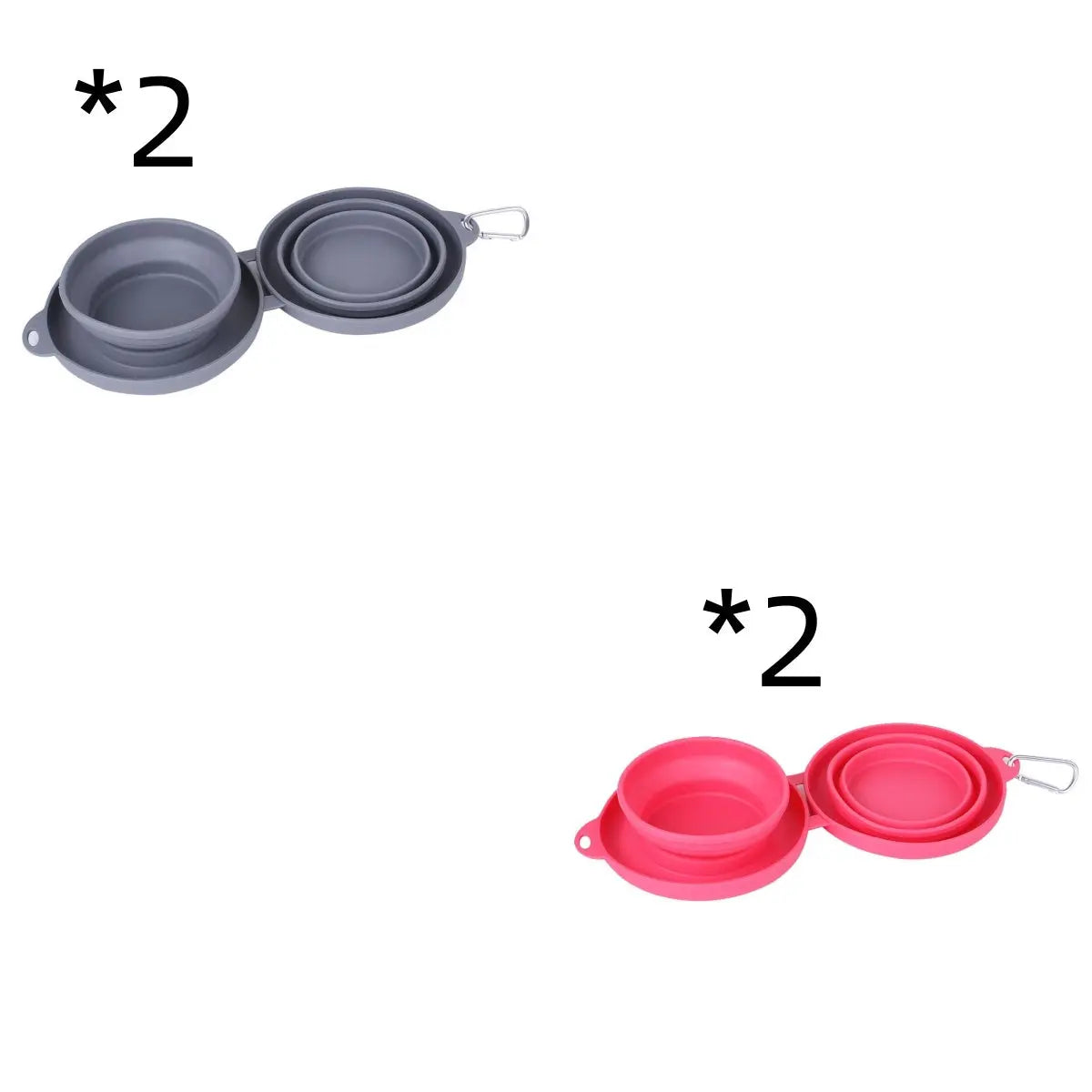 Rubber Foldable Double Bowl Pet Feeding Bowl Pets Supplies Dog Cat Bowls - MaJuah