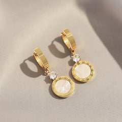 Roman Digital Round Pendant Earrings Korean Fashion Jewelry For Women's 2024