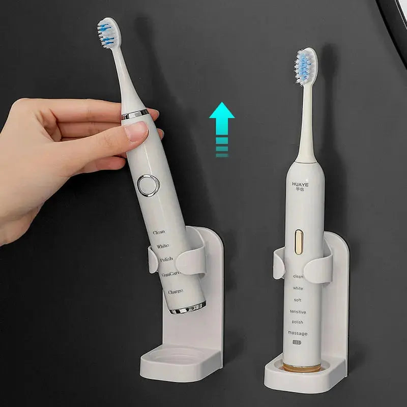 Toothbrush Stand Electric Wall-Mounted Holder Base Rack Organizer Traceless Space Saving Adults Toilet Bathroom Accessories Tool - MaJuah