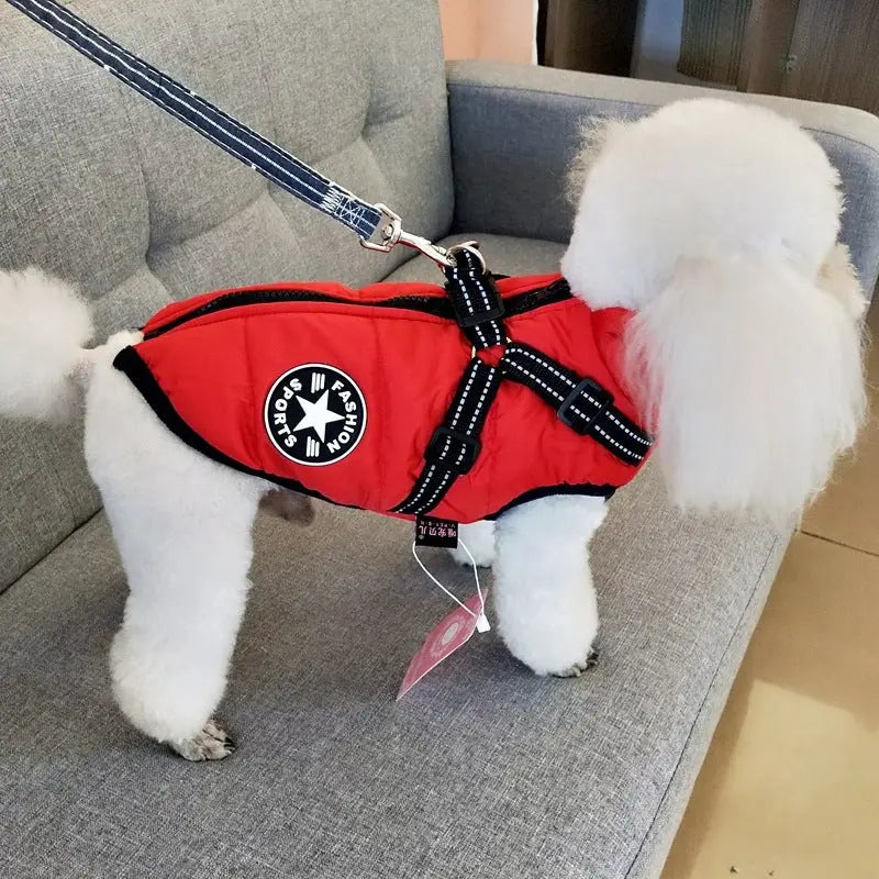 Waterproof Dog Clothes Winter Dog Coat With Harness Warm Pet Clothing Big Dog Jacket Chihuahua Labrador Coat Costume - MaJuah