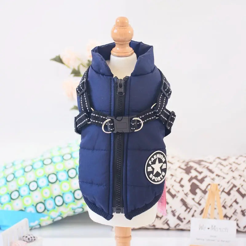 Waterproof Dog Clothes Winter Dog Coat With Harness Warm Pet Clothing Big Dog Jacket Chihuahua Labrador Coat Costume - MaJuah