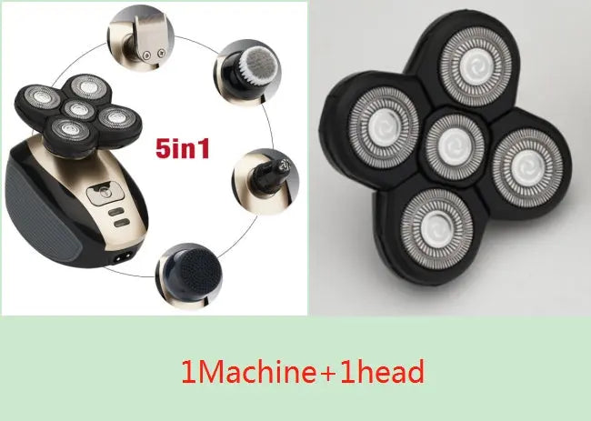 5 In 1 Multifunctional Electric Shaver 5 Blade Razor For Men Shaved Head Rechargeable Shaving Machine Beard Nose Hair Trimmer - MaJuah