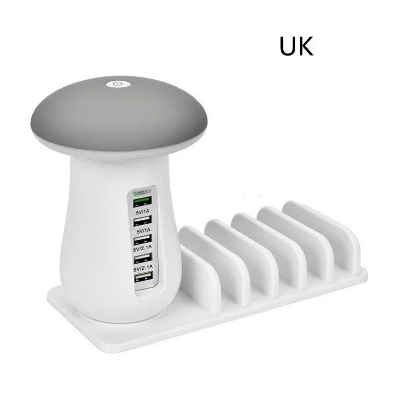 2 In 1 Multifunction Mushroom Lamp LED Lamp Holder USB Charger Home Office Supplies - MaJuah