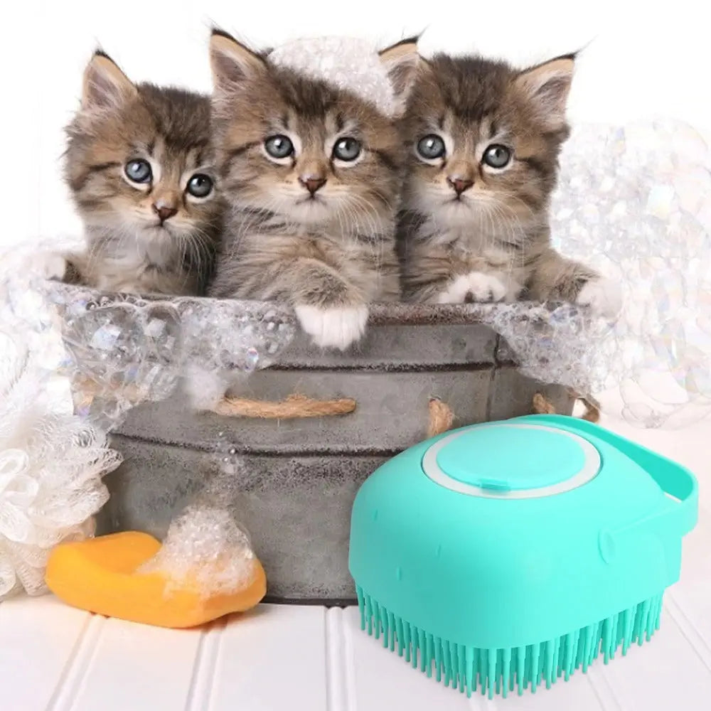 Pet Dog Shampoo Massager Brush Cat Massage Comb Grooming Scrubber Shower Brush For Bathing Short Hair Soft Silicone Brushes - MaJuah