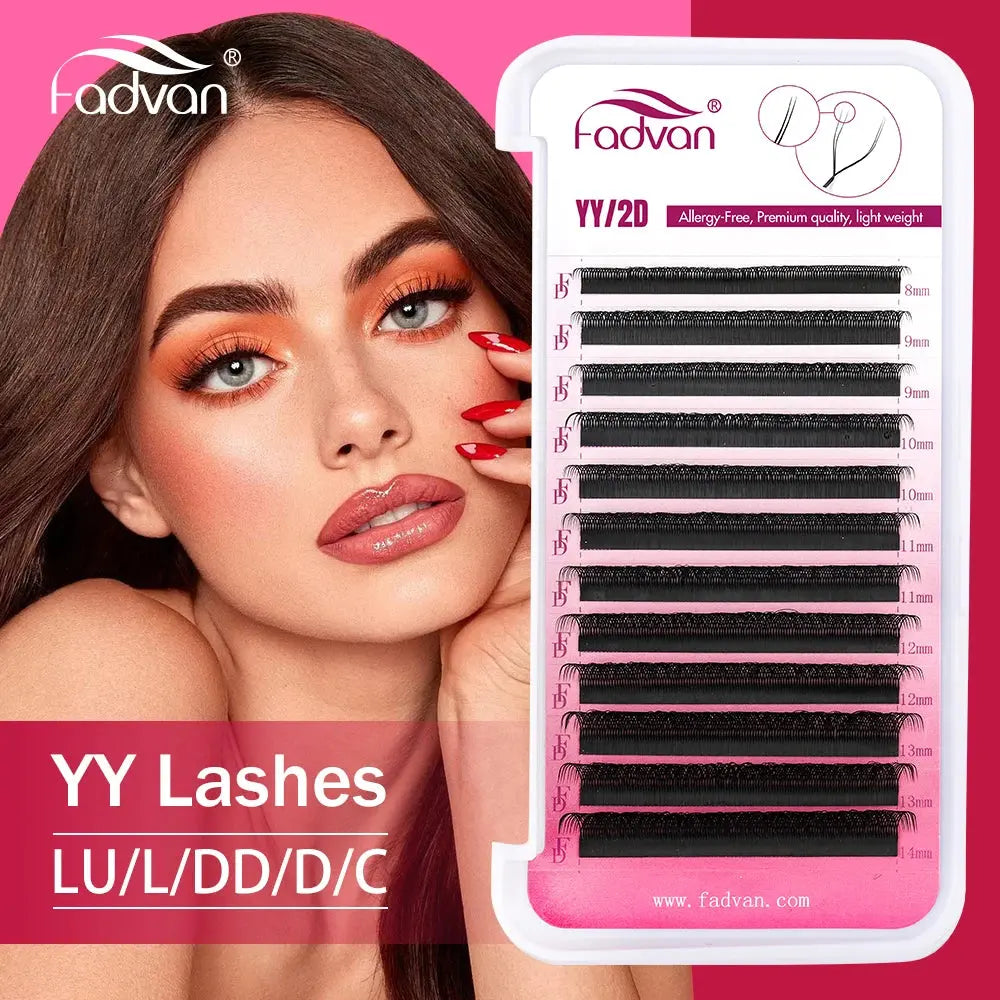 FADVAN YY Shape Lashes 0.05/0.07 Faux Mink C/D/DD/L/LU 8-15mm Natural Soft Brazilian Eyelash Premade Volume Fan Lashes Extension - MaJuah