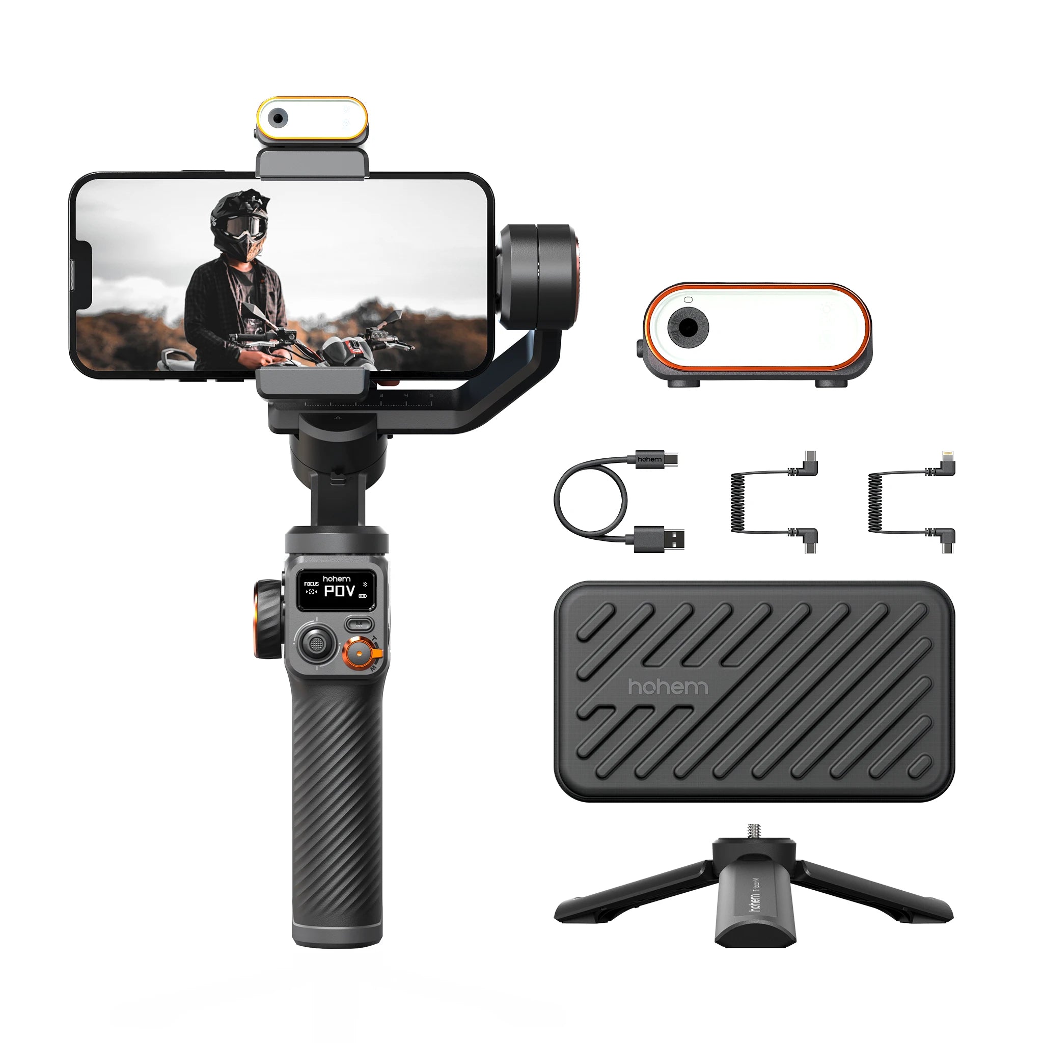 Hohem iSteady M6 Kit Handheld Gimbal Stabilizer Selfie Tripod for Smartphone with AI Magnetic Fill Light Full Color Video Lights