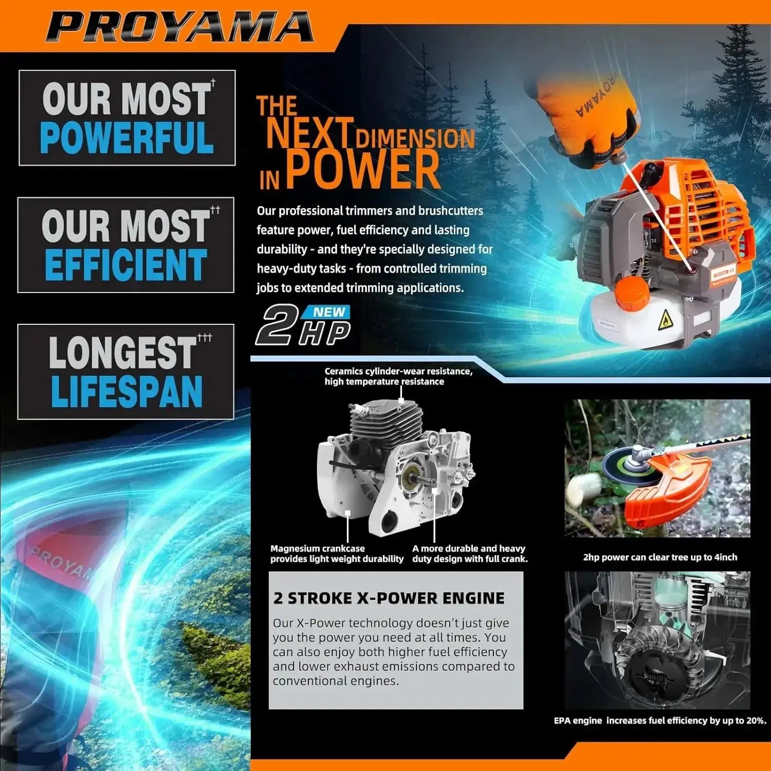 PROYAMA 42.7cc Weed Wacker, 3 in 1 Weed Eater Gas Powered, Brush Cutter and String Trimmer 2-Cycle Extreme Duty, Grass Trimmer 2 - MaJuah