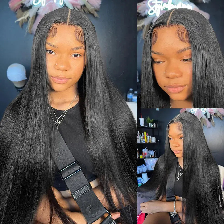250 Density 13x4 13x6 HD Transparent Bone Straight 30 40 Inches Lace Front Human Hair Wigs Brazilian Frontal Wigs For Women, Ships From - United States, Density - 250% - MaJuah