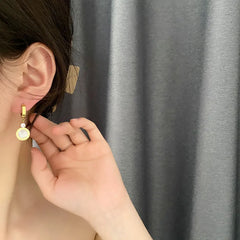 Roman Digital Round Pendant Earrings Korean Fashion Jewelry For Women's 2024
