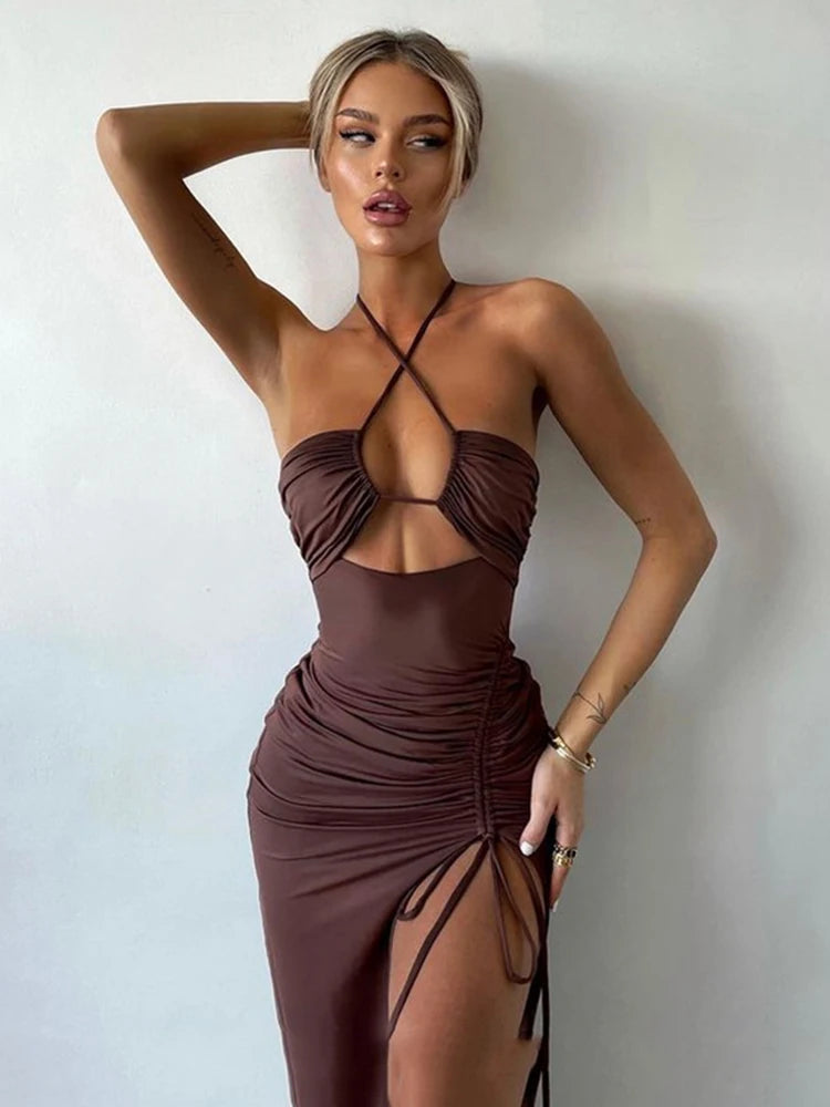 Elegant Allure Halter Maxi Dress