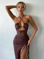 Elegant Allure Halter Maxi Dress
