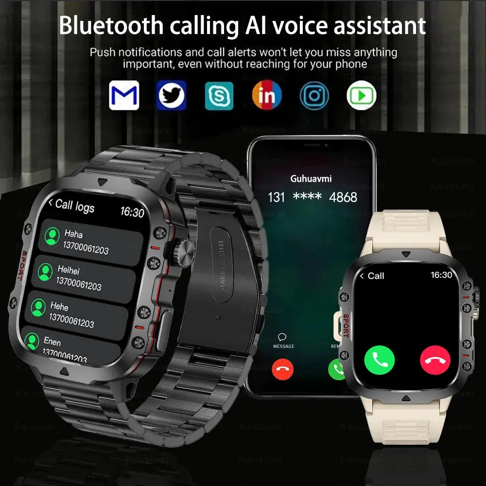 2024 Outdoor Military 3ATM Waterproof Smart Watch Men 420mAh Battery Heart Rate Sports Fitness Watches Bluetooth Call Smartwatch - MaJuah