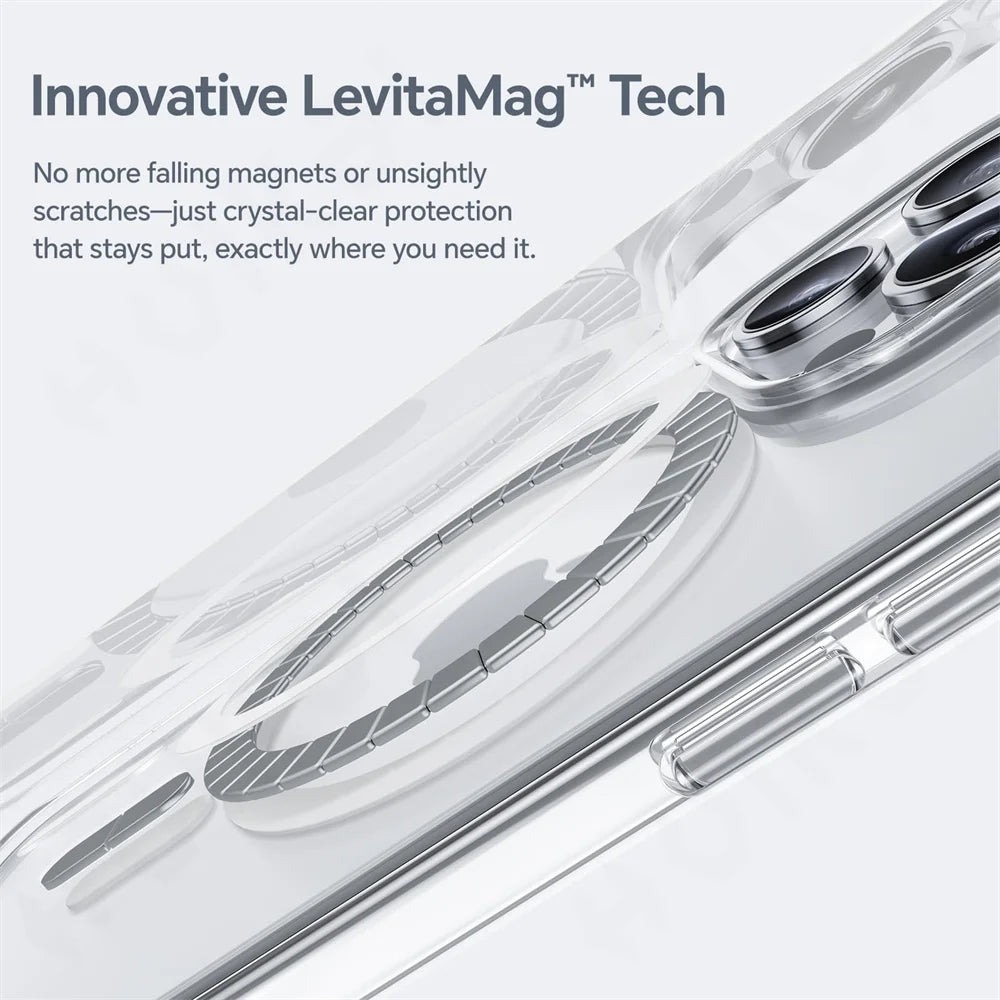 Magnetic Case For iPhone 16 15 14 13 11 Pro Max Plus XS Max XR 7 8 Plus Crystal Clear Protective with Magsafe Transparent Cover