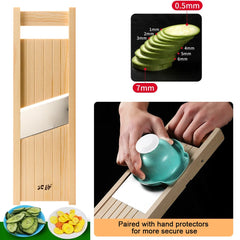 Wooden Adjustable Vegetables Cutter 0.5-7mm Slicer for Potato,Tomato and Onion Cabbage Shredder Chip Fruit Chopper