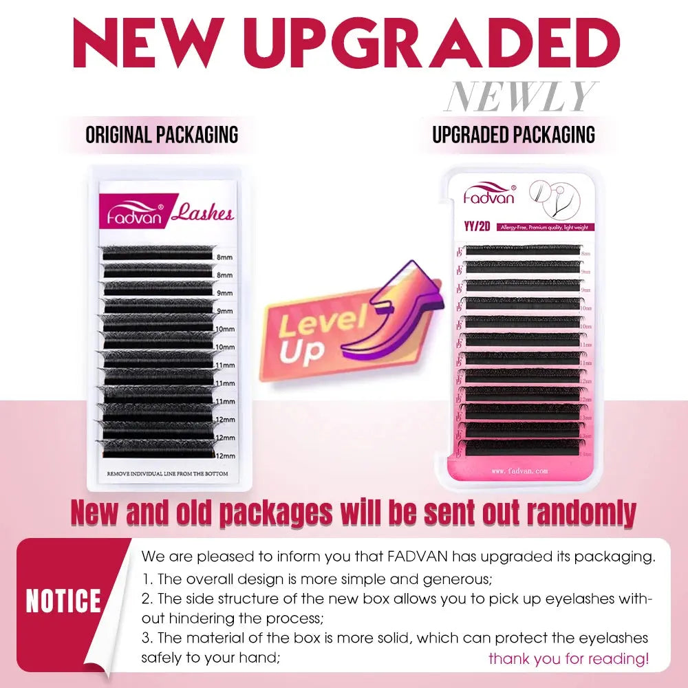 FADVAN YY Shape Lashes 0.05/0.07 Faux Mink C/D/DD/L/LU 8-15mm Natural Soft Brazilian Eyelash Premade Volume Fan Lashes Extension - MaJuah