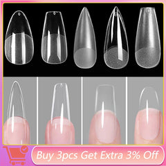 Press on Nails Coffin Soft Gel Tips Full Cover Fake Acrylic UV Gel Nails Extension System Oval Almond Sculpted False Nail Tips