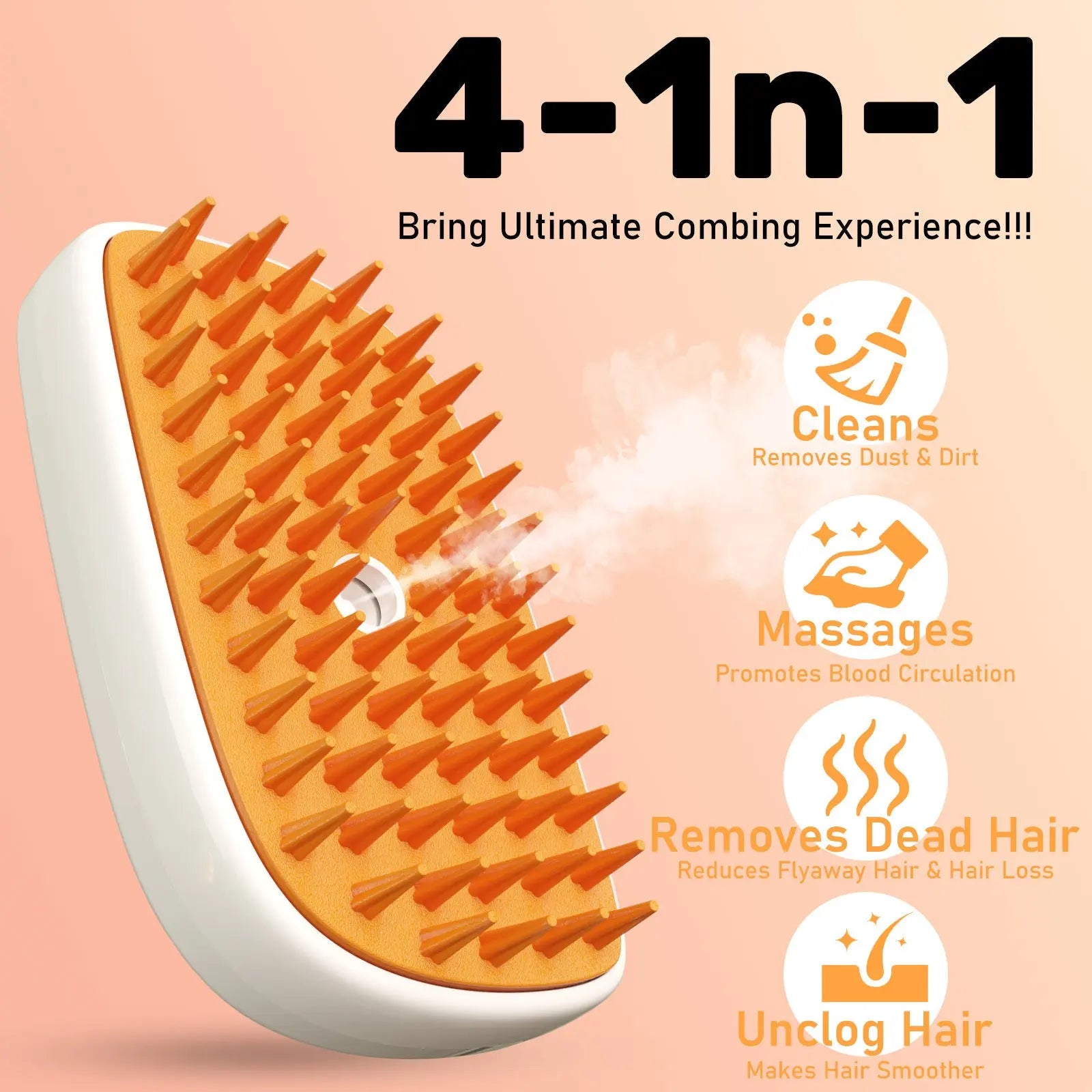 4 In 1 Cat Steam Brush, Anti Static Shedding Spray Comb, Hair Removal, Mist Indoor Steamy Grooming Brush For Dog, Water Spritz Defur Cepillo, Spa Steamer Cloud Para Gatos - MaJuah
