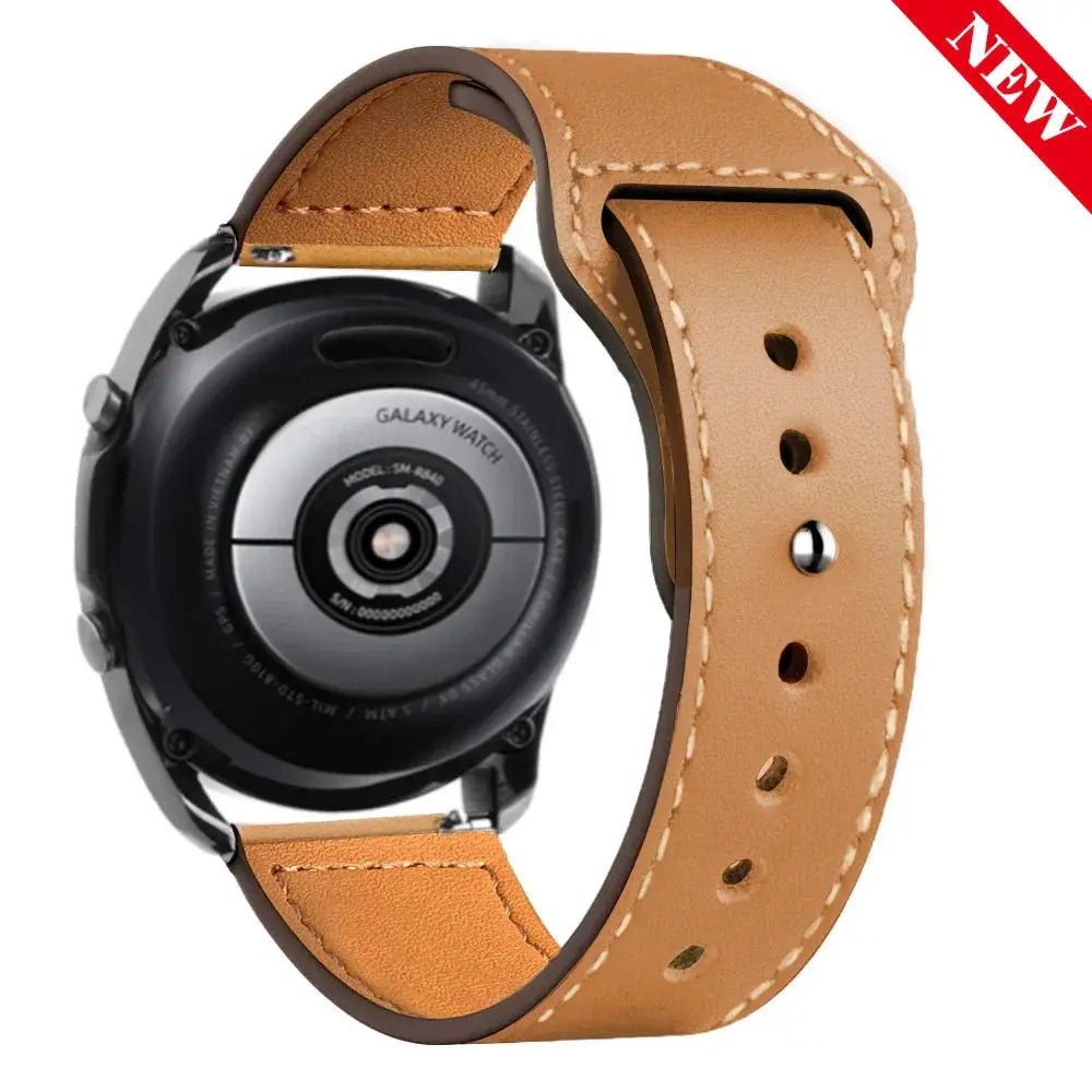 Leather Strap for Samsung Watch 6/4/5 40 44mm 43mm Pro 45mm bracelet 20/22mm Band for Galaxy Watch 4 Classic/Active 2/3 42 46mm - MaJuah