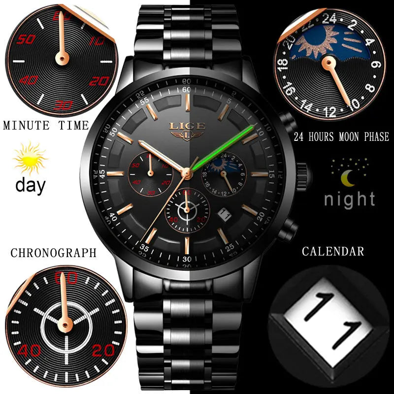 Men's Fashion Waterproof Moon Quartz Business Sports Watch - MaJuah