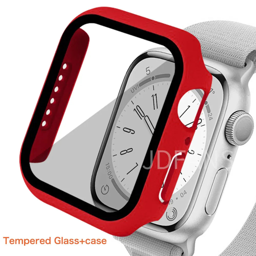 Tempered Glass+ cover For Apple Watch Case series 9 8 7 41mm 45mm 42mm HD PC bumper Screen Protector iWatch 6 5 4 se 44mm 40mm