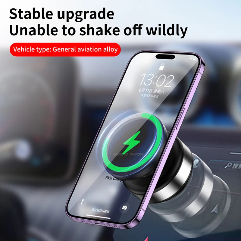 Support wireless charging 360 ° rotatable vacum car holder for iPhone Samsung Xiaomi magnetic car mount vacuum phone holder