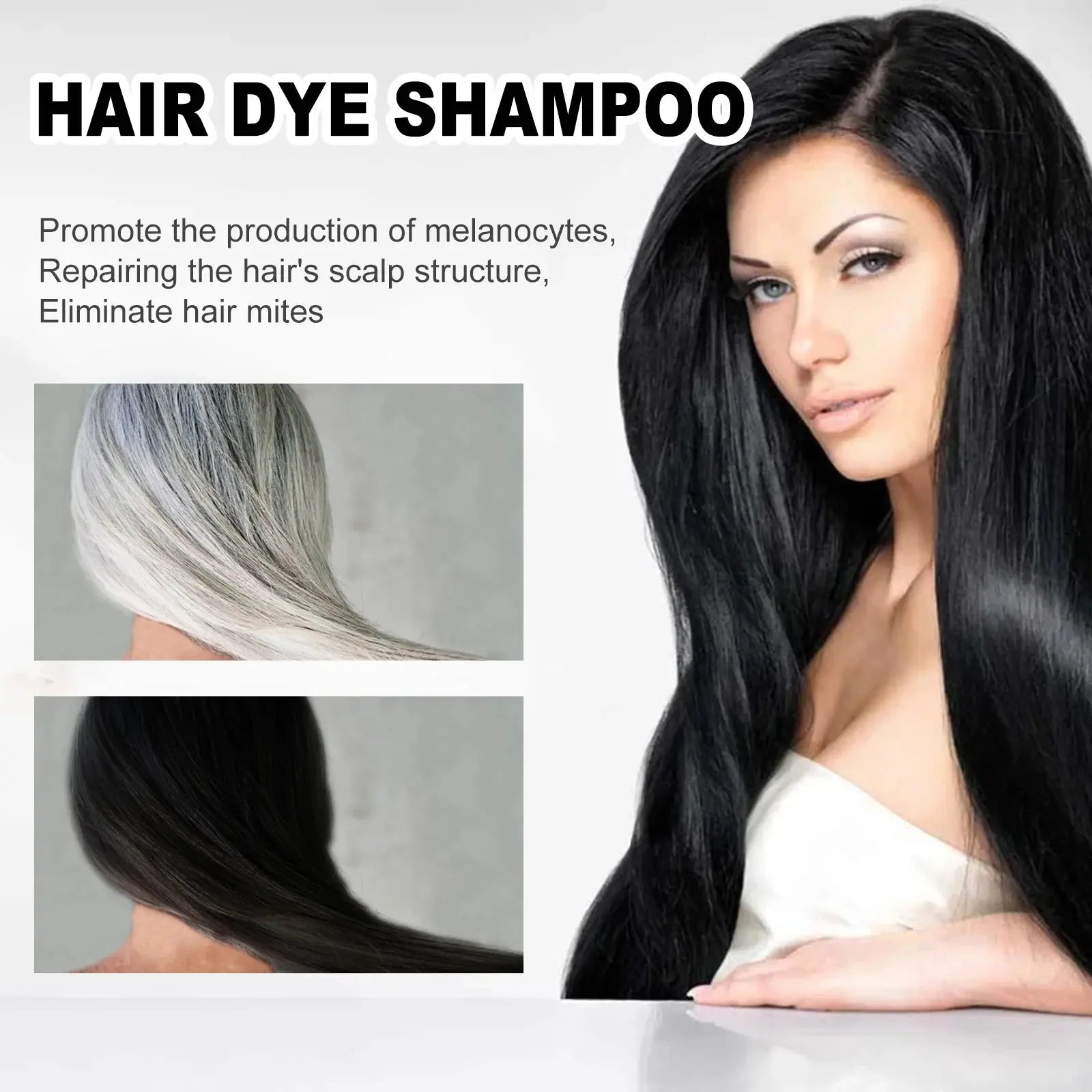 EELHOE 100ml Natural Plant Hair Dye Shampoo 3 in 1 Hair Color Shampoo for Gary Hair Quick Dark Black And Women Men Grey Coverage - MaJuah