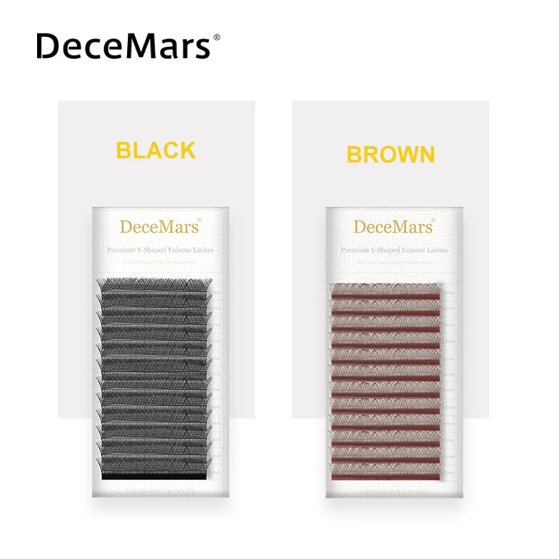 DeceMars YY Shape Black Brown Eyelashes Extensions Two Tip Lashes C/D Curl High Quality Idividual