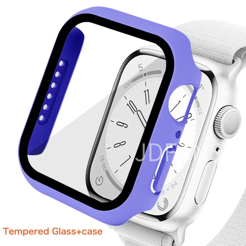 Tempered Glass+ cover For Apple Watch Case series 9 8 7 41mm 45mm 42mm HD PC bumper Screen Protector iWatch 6 5 4 se 44mm 40mm