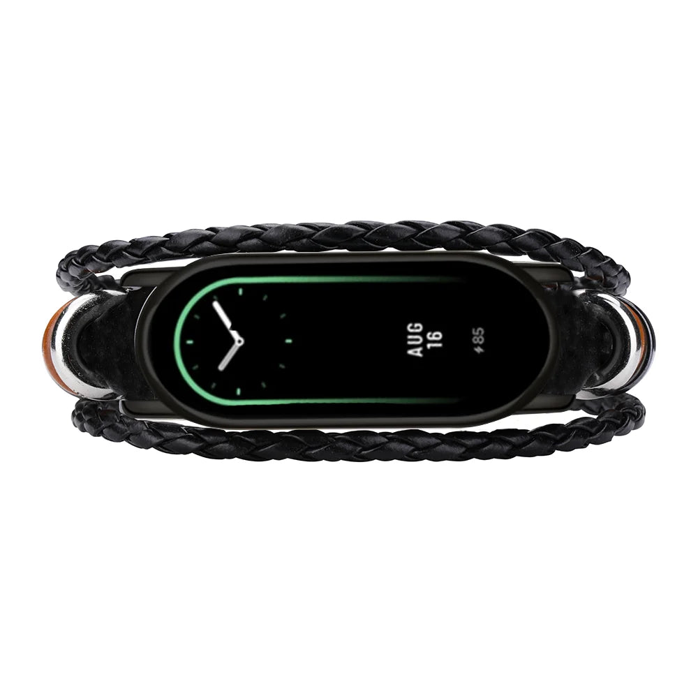 Fashion Retro leather WatchBand Strap For Xiaomi Mi Band 8 Miband8 NFC Smart Wristbands Watchstrap Bracelet DIY Handmade Vintage