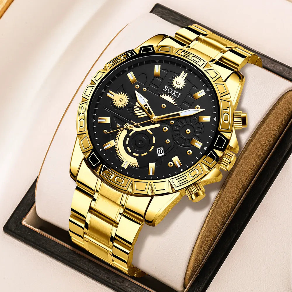 Men's Steel Belt Business Calendar Quartz Watch Suit - MaJuah