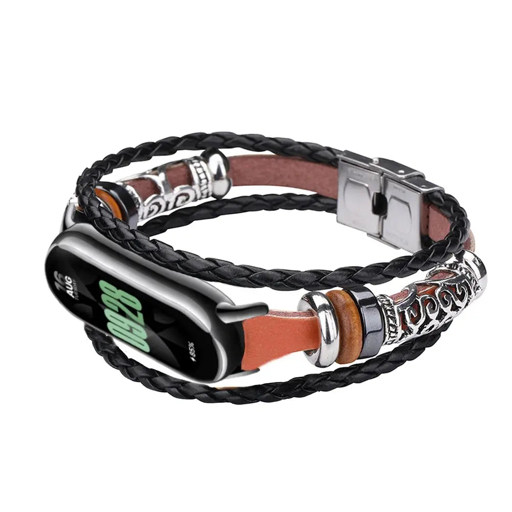 Fashion Retro leather WatchBand Strap For Xiaomi Mi Band 8 Miband8 NFC Smart Wristbands Watchstrap Bracelet DIY Handmade Vintage - MaJuah