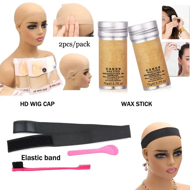 Flechazo Wig Kit 12Pcs Hair Mousse Lace Tinted Spray Lace Wig Glue Remover Hair Wax Stick Lace Melting Band For Lace Front Wigs - MaJuah