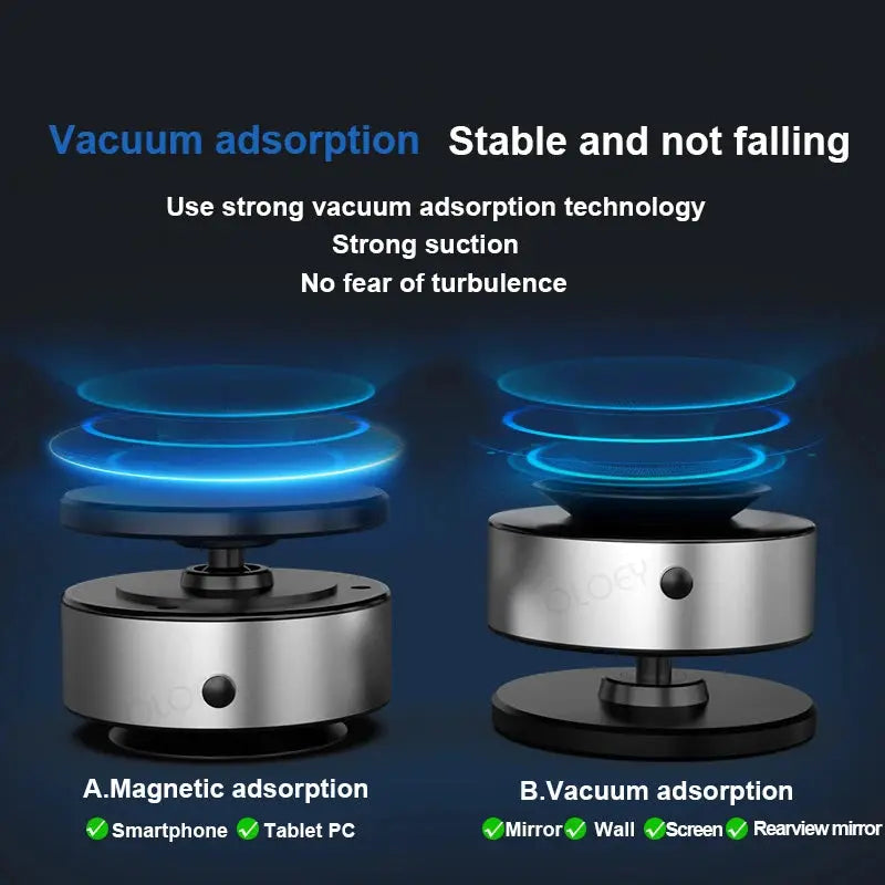 Wireless fast charging 360°rotatable vacum car holder For iPhone Samsung Xiaomi magnetic car mount vacuum phone holder - MaJuah