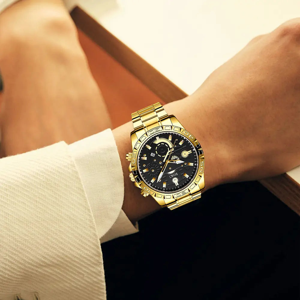 Men's Steel Belt Business Calendar Quartz Watch Suit - MaJuah