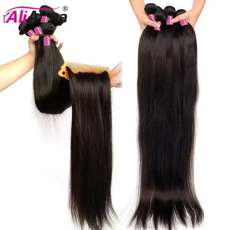 Human Hair Bundles Brazilian Hair Weave Bundles Straight Human Hair Bundles 10 to 40 Inch Bundles Hair Extensions - MaJuah