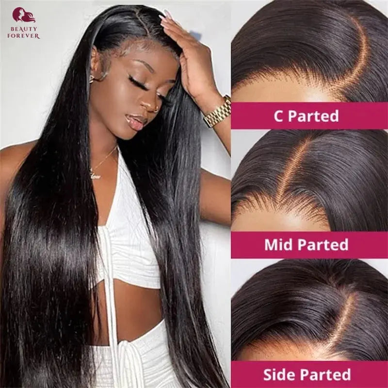 Beautyforever 13x4 Raw Straight Human Hair Lace Frontal Wig Glueless Brazilian Virgin Human Hair Wig PreEverything Ready to Wear, Ships From - United States - MaJuah