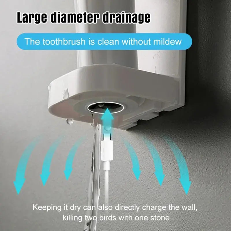 Toothbrush Stand Electric Wall-Mounted Holder Base Rack Organizer Traceless Space Saving Adults Toilet Bathroom Accessories Tool - MaJuah