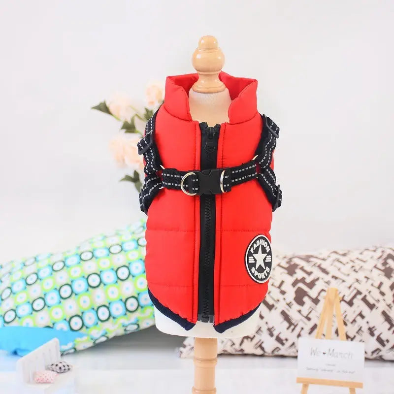Waterproof Dog Clothes Winter Dog Coat With Harness Warm Pet Clothing Big Dog Jacket Chihuahua Labrador Coat Costume - MaJuah