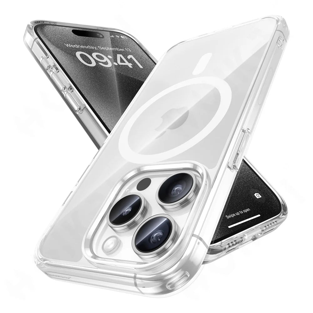 Magnetic Case For iPhone 16 15 14 13 11 Pro Max Plus XS Max XR 7 8 Plus Crystal Clear Protective with Magsafe Transparent Cover