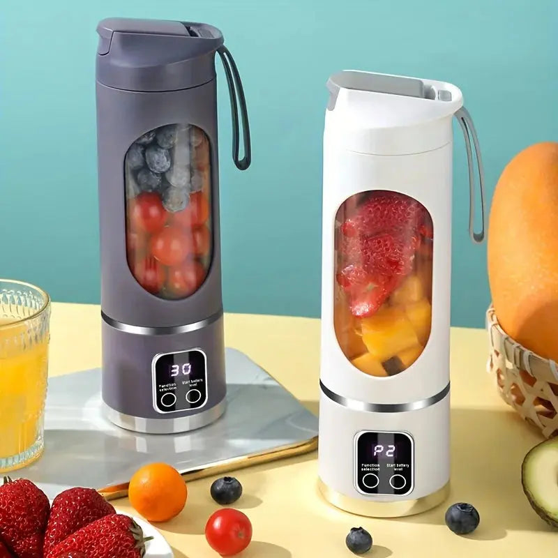 450ml Portable Juicer with LED Digital Display USB Charging Outdoor Juicing Cup Home Multifunctional 12-Blade Blender 1500mAh Super Star Appliance Store