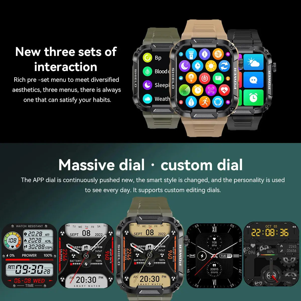 Men Smart Watch Military Healthy Monitor AI Voice Bluetooth Call Fitness Waterproof Sports Smartwatch for IOS Android Phone 2023 - MaJuah