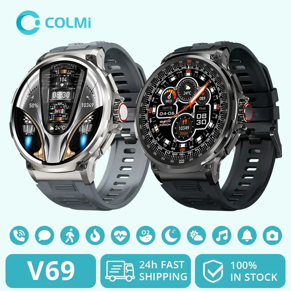 COLMI V69 1.85" Ultra HD Display Smartwatch Men 710 mAh Large Battery, 400+ Watch Faces Smart Watch For Android iOS Phone - MaJuah