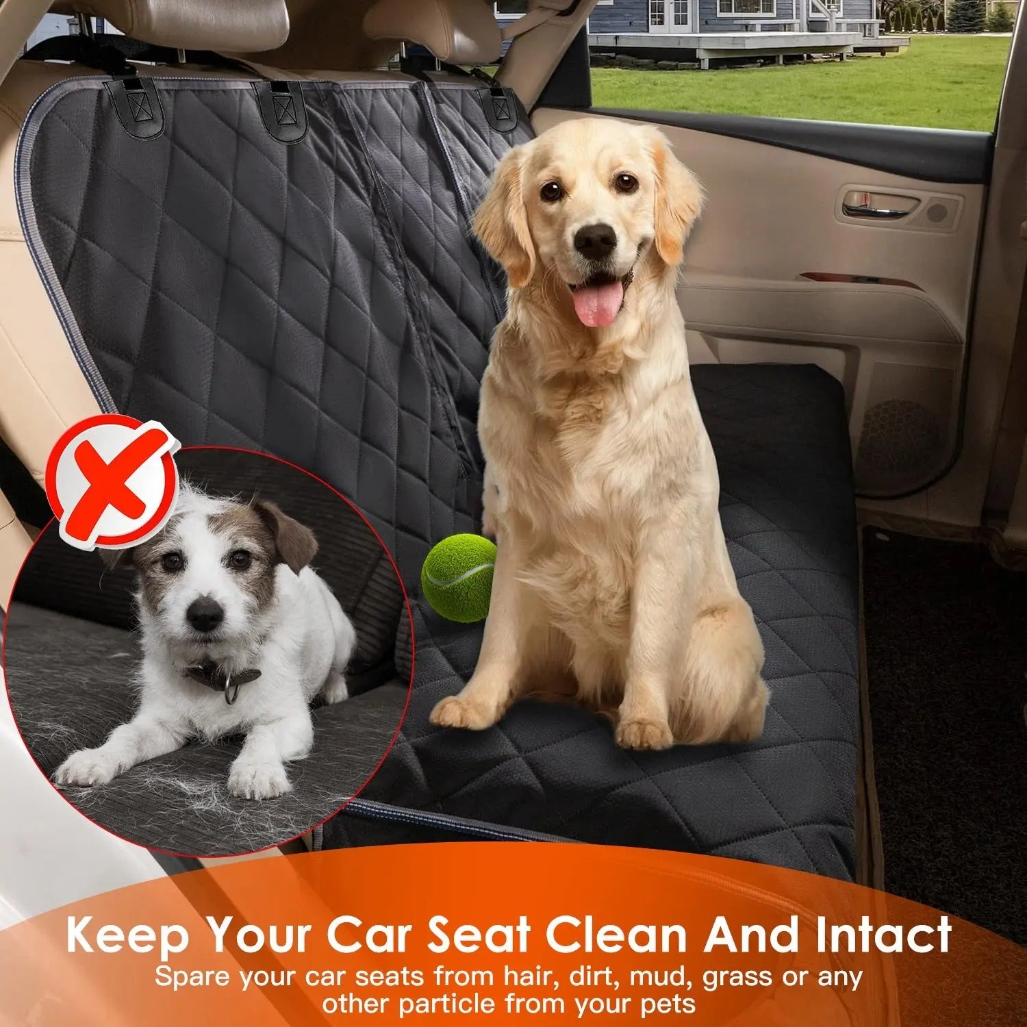 1Pc Dog Car Seat Cover Waterproof Scratchproof Pet Car Rear Protector Mat Pet Back Seat Cover With Dog Seat Belt For Car Truck SUV - MaJuah