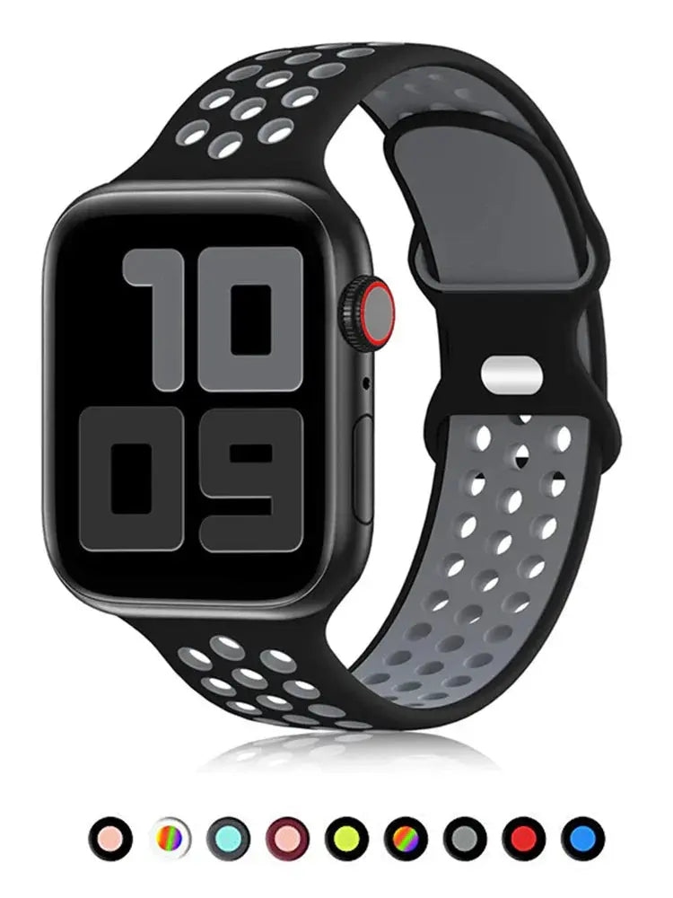 Silicone Strap for Apple Watch Band Ultra 2 49mm 38mm 42mm Sport Bracelet iWatch Series 9 8 7 41mm 45 mm 7 6 SE 5 4 3 44mm 40mm - MaJuah