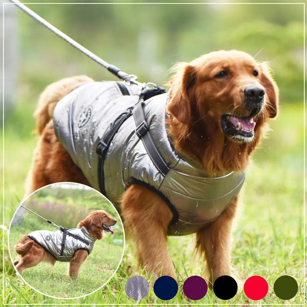 Waterproof Dog Clothes Winter Dog Coat With Harness Warm Pet Clothing Big Dog Jacket Chihuahua Labrador Coat Costume - MaJuah